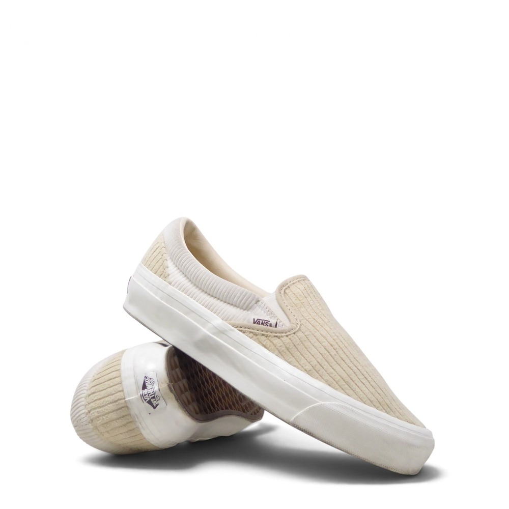 Vans Womens Reissue Slip-On 98 Shoes Cream Corduroy Textured Low Top 8.5